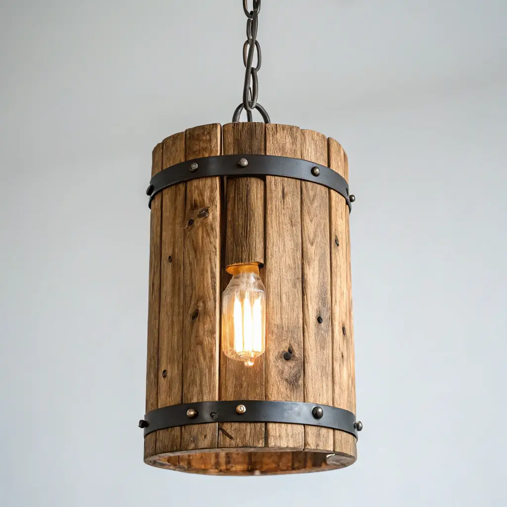 Rustic Wooden Pendant Light